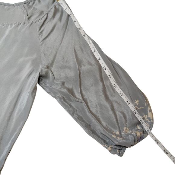 Petticoat Alley Silk Gray Abstract Floral Off Shoulder A-line Mini Dress Small - Picture 12 of 13